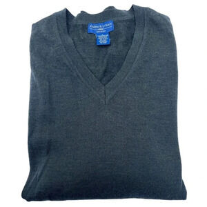 Joseph & Lyman Italian Merino Wool V-Neck Sweater Green Mens Size Large​​​‎